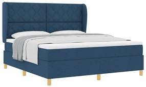 Cama Box com Colchão vidaXL Azul 180x200 cm Têxtil