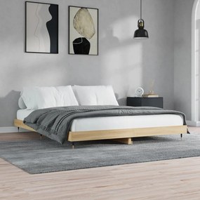 Estrutura de cama sem colchão 200x200 cm carvalho sonoma