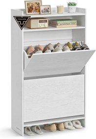 Sapateira, Armário para sapatos com 2 portas 24 x 60 x 102,8 cm, estreito, divisória ajustável, branca