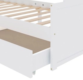 Estrutura de cama com gavetas 90x200 cm pinho maciço branco