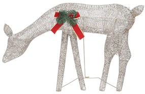 Família de renas de Natal 270x7x90 malha branco e dourado
