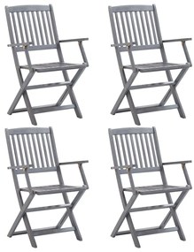 vidaXL Cadeiras de jardim dobráveis 4 pcs madeira acácia maciça