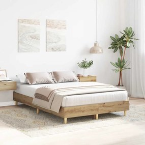 Estrutura de cama sem colchão 140x190 cm carvalho artesanal