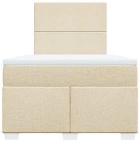 Cama boxspring com colchão 120x190 cm tecido cor creme
