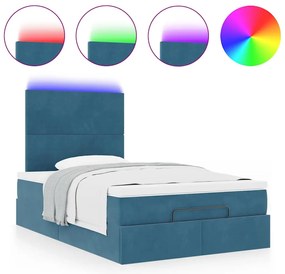 Estrutura de cama otomana com colchões azul escuro Veludo