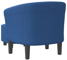 Poltrona com apoio de pés tecido azul
