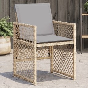 vidaXL Cadeiras de jardim com almofadões 4 pcs vime PE bege misturado