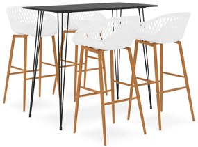 vidaXL 5 pcs conjunto de bar preto e branco