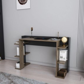 Secretária Cinar – Nogueira e Preto – 122,7x77x45 cm