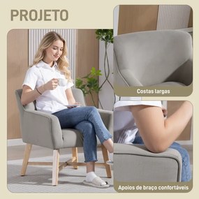 Poltrona de Sala de Estar Poltrona Relax Moderna com Apoio para os Braços Acolchoados Pés de Madeira 67x65x74 cm Cinzento