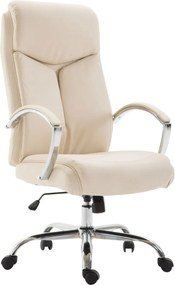 Cadeira de Escritório XL Vaud de Couro Sintético Creme