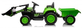 Trator elétrico para crianças 12V Com Pá Frontal e Reboque Verde