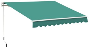Outsunny Toldo Manual 395x245 cm Toldo de Varanda Pátio com Manivela de Alumínio e Tecido de Poliéster 280 g/m² Verde | Aosom Portugal
