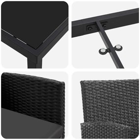 Conjunto de Jantar de Jardim de 5 Peças com Almofadas em Rattan Poliés