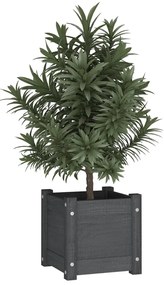 Vaso/floreira de jardim 31x31x31 cm pinho maciço cinzento