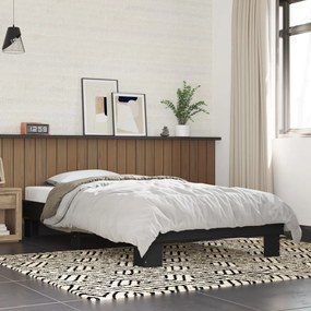 Estrutura de cama 90x200 cm derivados de madeira/metal preto