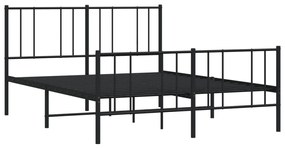 Estrutura de cama com cabeceira e pés 120x190 cm metal preto