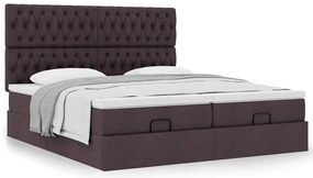Estrutura de cama otomana com colchões tecido castanho escuro