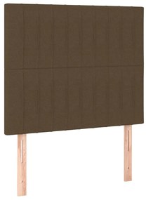 Cama box spring c/ colchão/LED 80x200cm tecido castanho-escuro