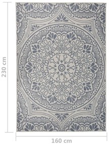Tapete de tecido plano para exterior 160x230 cm padrão azul