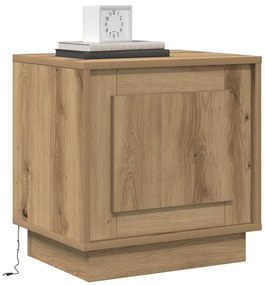 Criado-mudo com Luzes de LED Carvalho Artesanal 44x34,5x45 cm