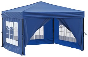 Tenda para festas dobrável com paredes laterais 3x3 m azul