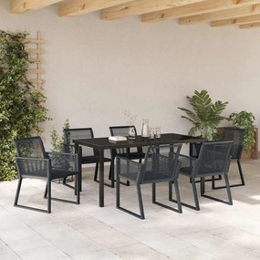 Conjunto de Jantar de Jardim de 7 Peças em Rattan Preto