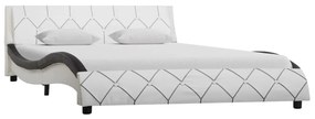 Estrutura de cama 160x200 cm couro artificial branco e preto