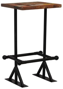vidaXL Mesa de bar madeira recuperada maciça multicolor 60x60x107 cm