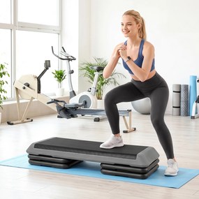 Plataforma Step para Exercícios Aeróbicos, 108,5 x 41 x 11 cm, Altura Ajustável, Cinzento