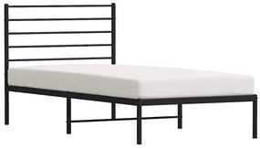 Estrutura de cama com cabeceira 100x200 cm metal preto