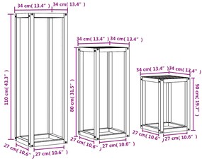 Suportes para vasos 3 pcs madeira de pinho maciça castanho-mel