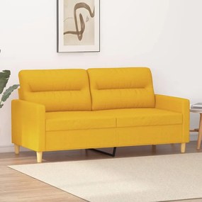 vidaXL Sofá de 2 lugares 140 cm tecido amarelo-claro