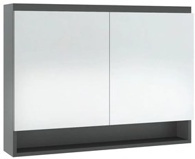 Armário espelhado para casa de banho 80x15x60 cm MDF cinzento