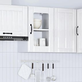 Armário de parede cozinha porta vidro Lucca branco brilhante