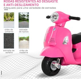 Mota elétrica 6V ara crianças 1,5 a 3 anos com licença faróis buzina e 4 rodas 66,5x38x52 cm Rosa