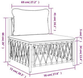 Sofá de centro para jardim com almofadões tecido antracite
