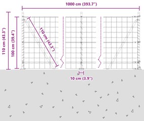 Cerca Euro com 7 Postes Flangeados 1x10 m Aço Galvanizado