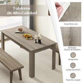 Mesa de jantar retangular com pernas em L robustas 160 x 80 x 76 cm (Bancos não incluídos) Castanho