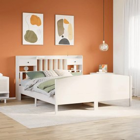 Cama com estante sem colchão 200x200 cm pinho maciço branco