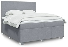 vidaXL Cama com molas/colchão 200x200 cm tecido cinza-claro