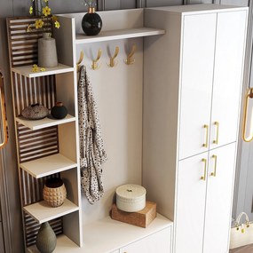 Hall Stand Viyana – Branco e Dourado – 150x202x35 cm