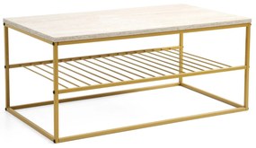 Mesa de Centro Asude – Mármore e Ouro (95 x 42 x 55 cm) | Elegância e