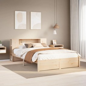 vidaXL Cama com estante sem colchão 140x190 cm pinho maciço