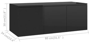 Móvel de TV 80x34x30 cm derivados de madeira preto brilhante