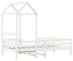 Estrutura de cama com telhado 90x200 cm pinho maciço branco