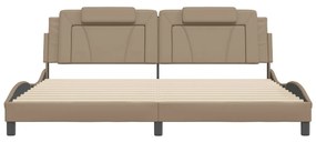 Estrutura cama cabeceira 200x200 cm couro artificial cappuccino