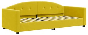 Sofá-cama com colchão 90x200 cm veludo amarelo