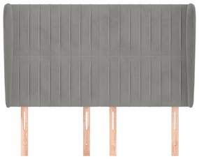 Cabeceira de cama c/ abas veludo 147x23x118/128cm cinza-claro