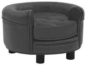vidaXL Sofá para cães 48x48x32 cm pelúcia/couro artif. cinzento-escuro